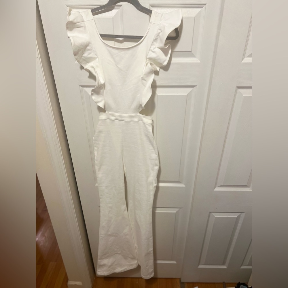 Fashion Nova Janis Jean Jumpsuit in White